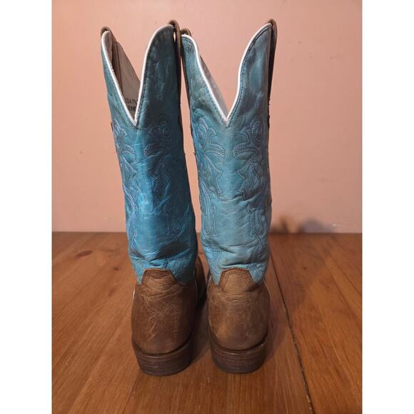JB Dillon Reserve Brown Turquoise Leather Western Boots Men 7.5 Or Womens 9 main image 4